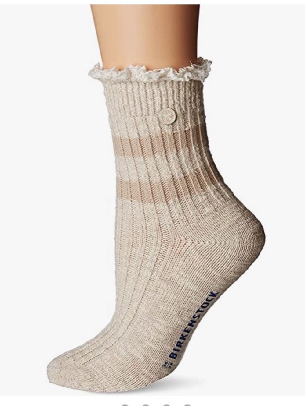 NWT Birkenstocks Slub Lace Socks Beige Size 8 - 10 NEW